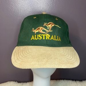 Vintage Australia Kangaroo Snapback Cap Hat Green/Khaki